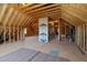 Unfinished attic space showing exposed rafters and thermo-sheath insulation at 7700 Stonehenge Farm Ln, Raleigh, NC 27613
