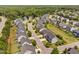 Aerial view of a residential neighborhood with tree-lined streets and manicured lawns at 7700 Stonehenge Farm Ln, Raleigh, NC 27613