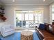 Cozy living room featuring sliding glass doors leading to a screened patio, with stylish furnishings at 1180 Duke Farm Dr, Wake Forest, NC 27587