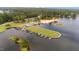 An aerial view of the community boat docks, lake access, and picnic area at 15 Clearwater Harbour Hbr, Sanford, NC 27332
