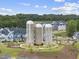 An aerial view of the Silos neighborhood with modern homes and a community park at 1605 Silo Point Dr, Wake Forest, NC 27587