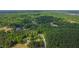Expansive aerial view of a home nestled in a lush forest setting with a long driveway and surrounding trees at 197 Boxwood Dr, Pittsboro, NC 27312