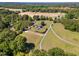 Expansive property with charming home, inviting pool, and lush landscaping from an aerial perspective at 198 Fore View Ln, Sanford, NC 27332