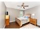 This bedroom features neutral-colored walls, ceiling fan and natural light from a window at 198 Fore View Ln, Sanford, NC 27332