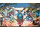 Colorful mural adorns the building exterior, depicting an array of subjects and a train in a charming composition at 200 Byrum St # 1, Cary, NC 27511