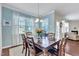 Charming dining room with garden views, a wooden table, and decorative curtains sets the stage for elegant meals at 2305 Everstone Rd, Wake Forest, NC 27587