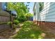 Green backyard with fence and seating at 2725 Bedford Ave, Raleigh, NC 27607