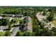 Overhead view of a townhome community with convenient parking, lush greenery, and easy access to nearby amenities at 3711 Ramblewood, Durham, NC 27713