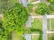 Aerial view of a single-Gathering home in a well-treed neighborhood at 413 Winterlochen Rd, Raleigh, NC 27603