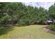 Large, well-maintained backyard with lush greenery and privacy trees at 4913 Stockton Way, Durham, NC 27707