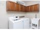 Laundry room featuring wooden cabinets, washing machine and sink at 4913 Stockton Way, Durham, NC 27707