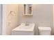 Bathroom with a white vanity, toilet, and framed mirror reflecting the shower at 600 Audubon Lake Dr # 6B13, Durham, NC 27713