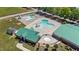 Aerial view of the community pool and recreational facilities on a sunny day at 609 Woodson Dr, Clayton, NC 27527
