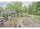 Fenced chicken coop and garden area featuring chickens, raised garden beds, and potting area at 909 Goodwin Rd, Durham, NC 27712