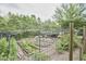 Fenced garden with rows of vegetables, small plants and protective netting at 909 Goodwin Rd, Durham, NC 27712
