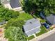 Aerial view of the home shows the roof, lawn, landscaping, and surrounding lush, green trees at 913 Washington St, Durham, NC 27701