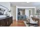 Modern dining area with view of kitchen bar and decor at 913 Washington St, Durham, NC 27701
