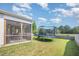 Spacious backyard with screened porch, trampoline and ample green space at 1009 Travern Dr, Raleigh, NC 27603