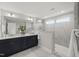 Luxurious bathroom with double vanity, and modern shower at 1011 Canary Pepper Dr, Durham, NC 27713