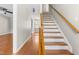 View of the home's staircase and hardwood floors at 105 Kirkland Ct, Archer Lodge, NC 27527