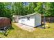White storage shed located near white house and basketball court at 105 Kirkland Ct, Archer Lodge, NC 27527