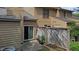 Cozy backyard featuring a sliding glass door and wooden fence, perfect for outdoor relaxation at 11 Stone Village, Durham, NC 27704