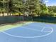 Community basketball court with green fencing and mature trees in the background at 1204 Benoit Pl, Apex, NC 27502