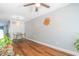 Cozy dining area featuring a modern light fixture and hardwood floors at 1316 Garden Crest Cir, Raleigh, NC 27609