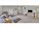 Comfortable living room showcases neutral carpet, gray walls, and contemporary furniture at 196 Marlin Ln, Smithfield, NC 27577