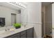 Bathroom with double sink vanity and neutral finishes at 207 Bell Tower Way, Morrisville, NC 27560