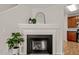Close up of cozy fireplace with decorative mantel and decor at 207 Bell Tower Way, Morrisville, NC 27560