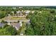 Elevated view showcasing a residential area with lush trees, homes, and a nearby school at 2240 Delaney Dr, Burlington, NC 27215