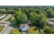 Aerial view of a residential neighborhood with homes surrounded by lush greenery and mature trees at 2240 Delaney Dr, Burlington, NC 27215