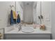 Bathroom featuring a vanity with white countertop, stylish fixtures and sink at 2240 Delaney Dr, Burlington, NC 27215