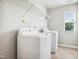 Well-organized laundry area with washer, dryer, and shelving units at 2523 Ferdinand Dr, Knightdale, NC 27545