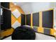 This room has modern soundproofing panels and a cozy beanbag at 3010 Blueberry Ln, Chapel Hill, NC 27516