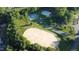 A large arena, tennis courts, and a pool are the focal points in this residential aerial at 309 Appaloosa Trl, Bahama, NC 27503