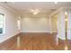 Expansive living room showcasing hardwood floors, crown molding, and recessed lighting for a modern touch at 33 Juliette Dr, Durham, NC 27713