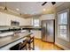 Modern kitchen featuring stainless steel appliances, white cabinets, and a breakfast bar at 3357 Denise St, Durham, NC 27704