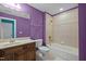This bathroom features a bath-shower combo, with a vanity that offers ample counter space and storage at 541 The Preserve Trl, Chapel Hill, NC 27517