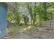 Private backyard with mature trees, lush greenery, and a tranquil setting at 610 N Driver St, Durham, NC 27703