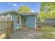 Charming blue cottage with a cozy back entrance, small deck, and gravel pathway at 610 N Driver St, Durham, NC 27703