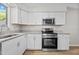 Renovated kitchen with stainless steel appliances, granite countertops, and a modern design at 7407 Sandy Creek Dr, Raleigh, NC 27615