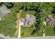 Aerial view of a home featuring an expansive roof and well-manicured backyard at 7544 Hasentree Club Dr, Wake Forest, NC 27587