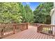 Beautiful wooden back deck offering plenty of room for outdoor seating and relaxation at 8820 Waynick Dr, Raleigh, NC 27617