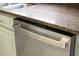 Stainless steel dishwasher set beneath speckled granite countertop in kitchen at 8820 Waynick Dr, Raleigh, NC 27617