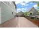 Expansive wooden back deck offers ample outdoor living space with railing and view to neighboring homes at 905 E Lenoir St, Raleigh, NC 27610