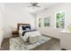 Bright bedroom with stylish decor, featuring a woven headboard and an area rug atop wood flooring at 1010 Cobb St, Durham, NC 27707