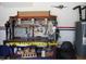 Well-organized garage with a workbench and tool storage at 107 Norwood Dr, Clayton, NC 27527