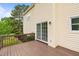 A cozy wooden deck featuring sliding glass doors at 114 Lynnville Ct, Lillington, NC 27546